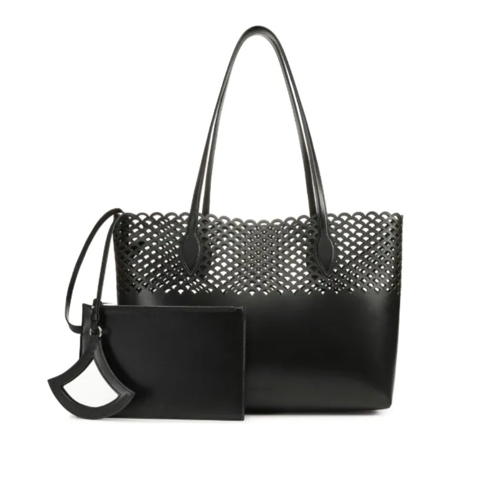 Sergio Rossi Black Leather Cutout Tote with Pouch New With Dust Bag (3)